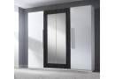 VERA 20 szafa 4-drzwiowa z lustrem, biały / czarny orzech